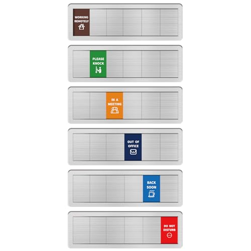 Office Sign-6 Options Door Signs In A Meeting/Out Of Office/Do Not Disturb/Working From Home/Please Knock/Back Soon Privacy Door Slider Sign for Meeting & Conference Room