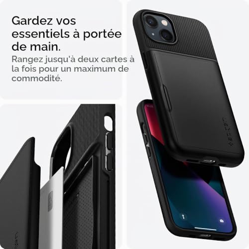 Coque Spigen Slim Armor CS iPhone 13 Noir antichoc double couche - 3