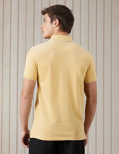 Image of Amazon Brand - Symbol Men's Cotton Rich Textured Polo Tshirts | Collar Plain Tshirts | Half Sleeves - Regular Fit (Available in Plus Sizes)