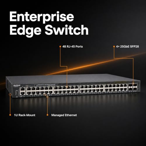 Image of Ruckus ICX8200-48 Managed Switch, 48x 10 /100 /1000 Mbps RJ-45, 4x 25GbE SFP28 Uplinks - Stackable Enterprise Switch, 3-Yr Remote TAC Included, TAA Compliant