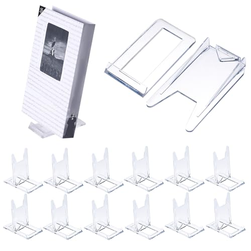 12pcs Plastic Book Stand for Display, Clear Adjustable Book Display Holder Easel Collector Stand Collector Holder for Magazine CD Album Postcard Artwork by Tinoaly - Used condition - US$7.69