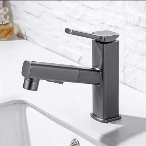 Grifo de baño en cascada con manguera extraíble para solucionar salpicaduras en lavabo 2