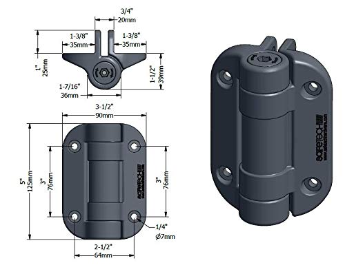 Safetech Heavy Duty Self Closing Gate Fence Hinge - Metal Wood Aluminum Fencing Garden Gate - Heavy Duty Tension Adjustable Hinges - Spring Loaded Gate Hinge - Perfect For Gates Up To 187Lbs (Black) #TOP7