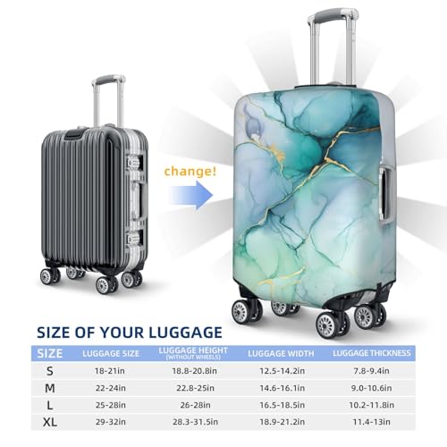Light Blue Teal Marble Gold Accents Elastic Travel Luggage Covers Dustproof Scratch-Resistant Suitcase Protector Fit 22-24 Inch4