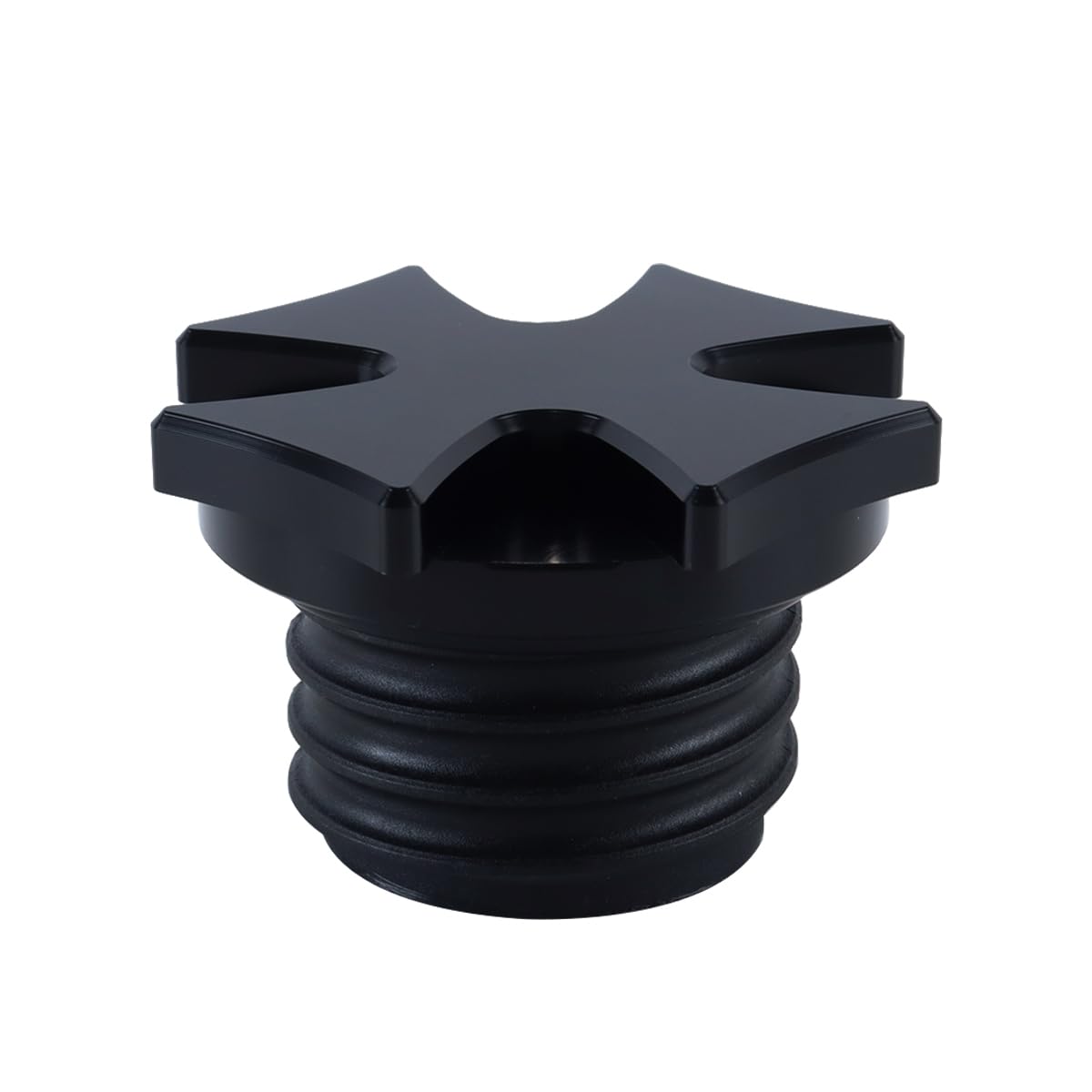 Tapón de depósito de combustible ventilado compatible con Harley Sportster XL 883 1200 / Dyna / Softail, rosca derecha, estilo Holy Cross (negro)