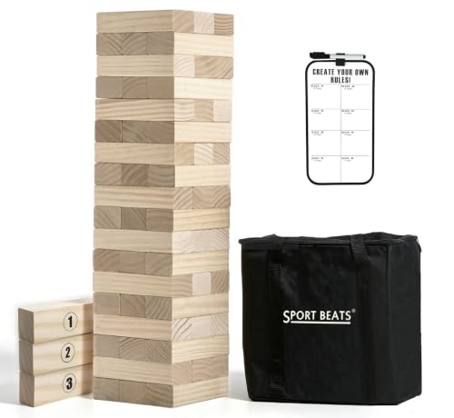 SPORT BEATS Outdoor Games Large Wooden Tower Stacking Game Stack up to 4 FT