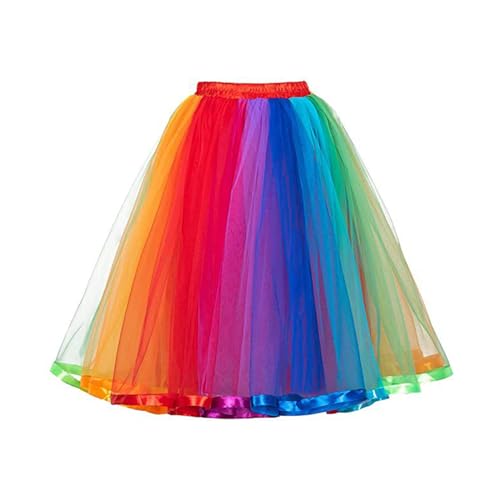 Falda de tutú de arcoíris con diseño plisado multicolor para fiestas