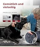 HS-Hundebett® Hundedecke XL (95x135 cm) – rutschfest und gemütlich Dank 3 cm Füllung – Perfekt fürs Sofa, Auto & Hundebox – Pfote Anthrazit, Made in DE