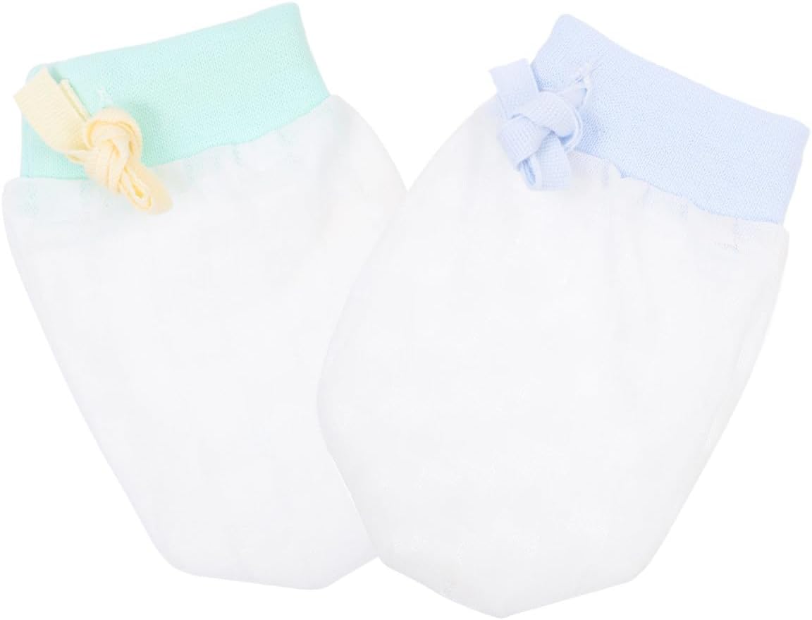 2 Pairs Fashionable Ice Silk Gloves Protective Mittens for Newborns Adjustable Hand Protectors for Boy Girl Soft Breathable Ice Silk Material for Spring Summer Use