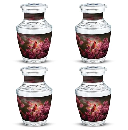 Image of Cardinal Bird Urn Small Burial Urns for Human Ashes Adult Man 3 Inch 4 Pcs | Small Burial Urns for Human Ashes Adult Man Decorative Urns for Cremation Memorial Urn