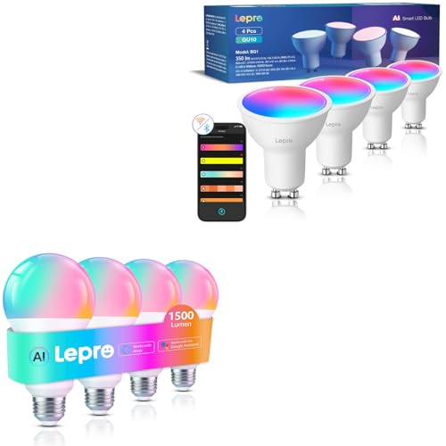 Lepro Bundle - 2 Items : BG1 AI Smart Light Bulbs 4 Pack & B3 AI Smart Light Bulbs 4 Pack
