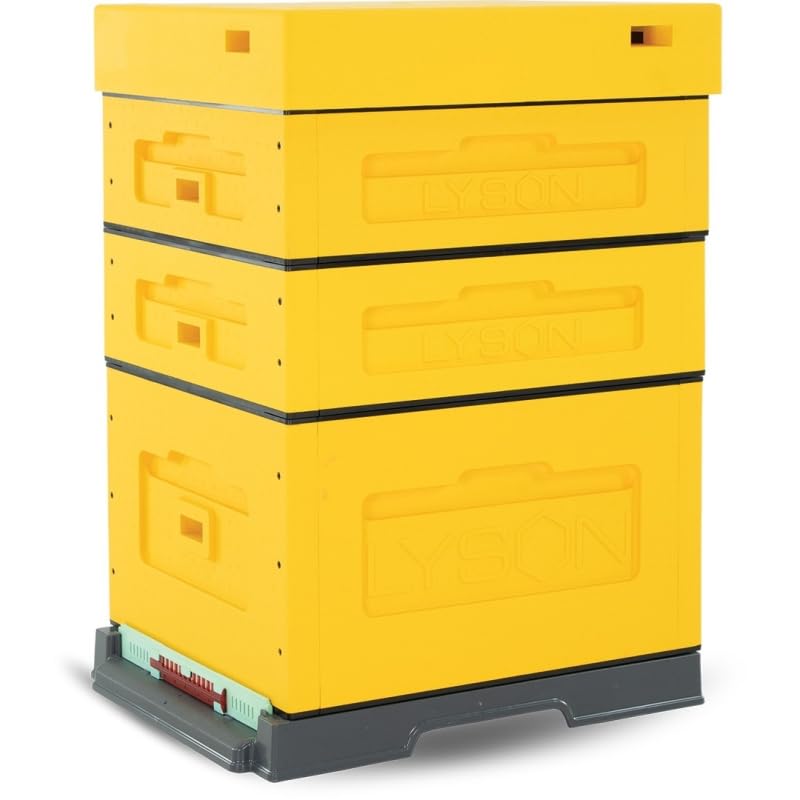 LYSON Bienenbeute Styropor Dadantbeute Dadant Beute OPTIMA Bienenstock-Set (GELB) für die Selbstmontage (Passende Rahmen:47×43,5x30cm;47×43,5x14,5cm)