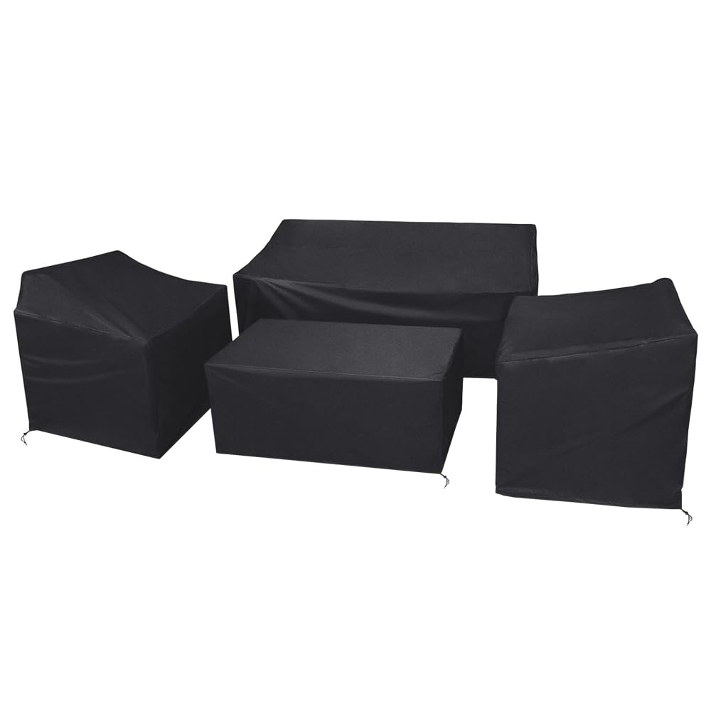 Lot de 4 housses de meubles de terrasse, imperméables et réglables pour meubles d'extérieur, canapé, table basse, chaise (200D)