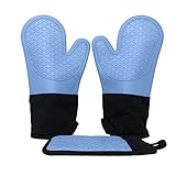 Ecoberi Oven Mitt and Pot Holder Set - Heat Resistant Silicone, Non-Slip Grip, Cotton Lining, Cook,