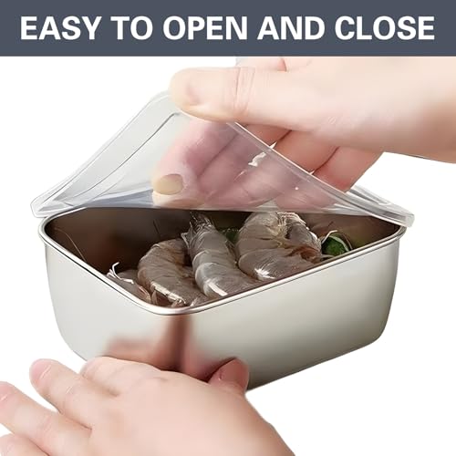 XiyaxiVici 6pcs Stainless Steel Snack Containers, Small Fruit Box Square Food Storage Bento Box Stackable Food Storage Containers with Lid, 5 x 4 x 2 in by XiyaxiVici - Used condition - Image 4