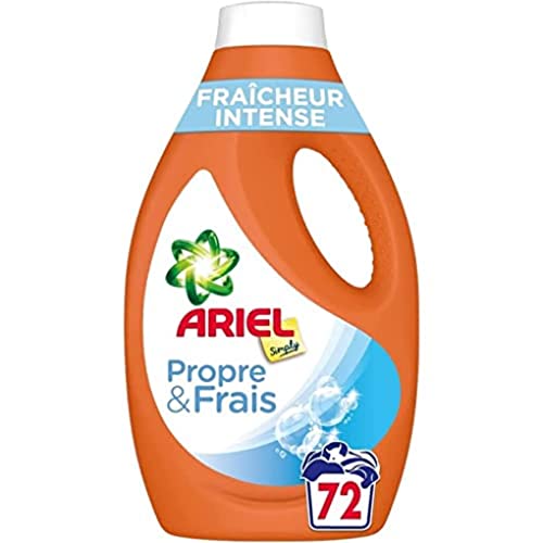 Ariel Simply Lessive Liquide, 72 Lavages, Fraîcheur Intense, Nettoyage en Profondeur, le Choix économique d' Ariel et du Parfum Frais, L'emballage peut varier