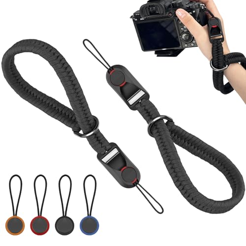 Lilbitty 2 pezzi cinghia da polso per fotocamera regolabile, tracolla per fotocamera ultra leggera con chiusura rapida, cinturino da polso in paracord, fotocamera per DSLR e fotocamere mirrorless