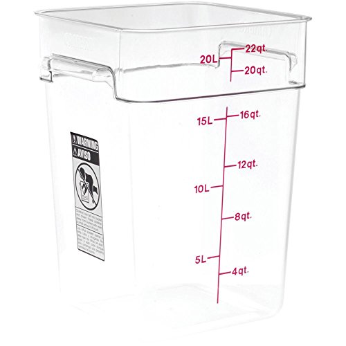 Cambro Food Storage Container - Classic Series Square - 22 QT (Quart) - Commercial Grade for Food Prep (Clear)