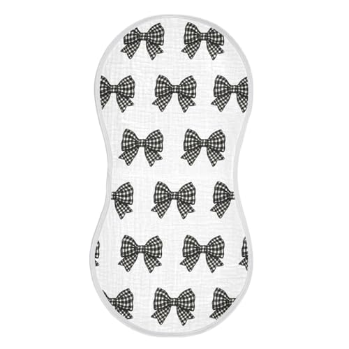 Muslin Burp Cloth for Baby 2PCS Buffalo Plaid Bows Black White Super Absorbent Burping Cloths, Bibs for Newborn Boys Girls2