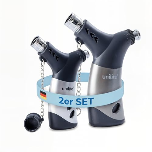UNILITE Sturmfeuerzeug – Gas-Brenner mit Jetflame – 2 Stück im Set –...
