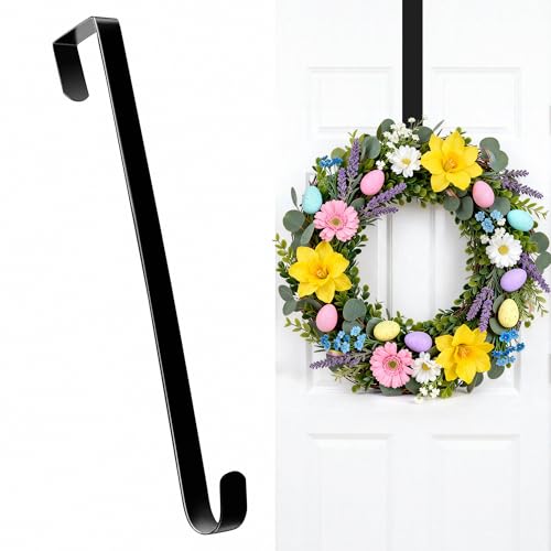 HOOSUN Wreath Hangers for Front Door Easter Decorations,12' Easter Wreath Hook Holder,Over The Door Hooks Hanger,Metal Garland Hangers Hook for Patriotic Spring Wreath Porch Decor
