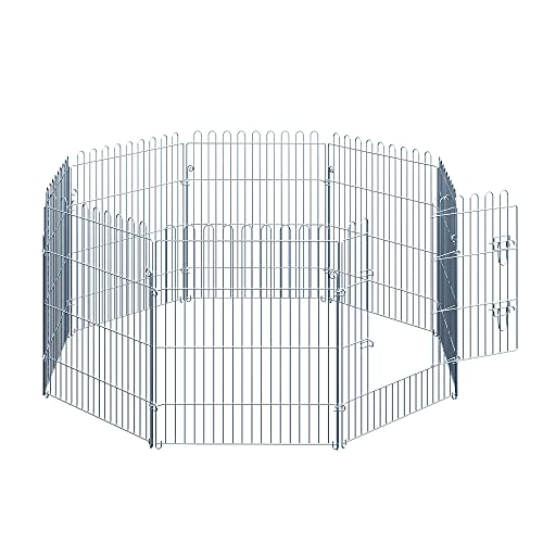 PawHut Freilaufgehege Welpenauslauf Welpenzaun Laufstall Welpengitter für Tiere 8-teilig B63 x H76 cm