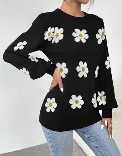 Image of Zeagoo Womens Sweaters Fall 2026 Dressy Casual Long Sleeve Shirts Ribbed Knit Winter Outfits Puff Pullover Jumper Tops