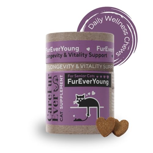 Vitamin Treats for Senior Cats: Brain Function, Immune Health, Vision, Longevity & Overall Vitality in Aging Cats. Enriched with Breakthrough Active Ingredients (30 Days Supply)