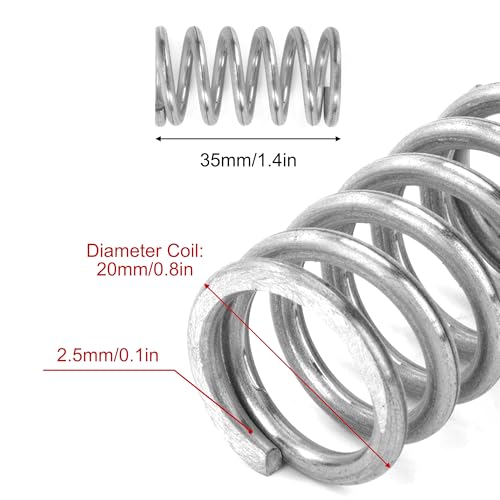 GUNGY Druckfeder Edelstahl Feder Druckfedern 35mm Drahtdurchmesser 2,5mm Außendurchmesser 20mm Länge 35mm Maximale Federkraft 15,8kg 4 Stück