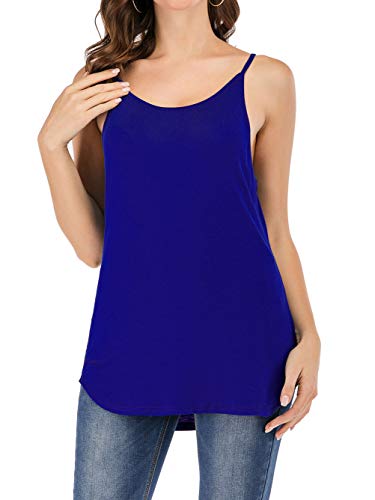Women's Cute Criss Cross Back Tank Tops Loose Hollow Out Camisole Shirt(Blue,Large) #TOP3