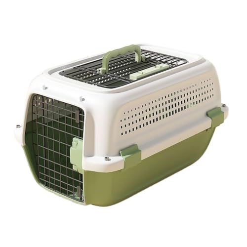 ポータブル通気性猫バッグ 猫エアラインボックス、旅行ポータブル猫ケージ、ペット犬ケージ、小型犬ウサギ輸送スペース猫バッグ用品 洗える猫バッグ(Green)