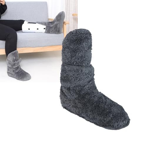 Thermal Fleece Plaster Stocking Fluffy Plush Foot Cast Sock Plaster Foot Cover Adjustable Foot Warmer Cast Protector Elderly Faux Fur Indoor Floor Slippers Socks for Fracture Surgical Recovery