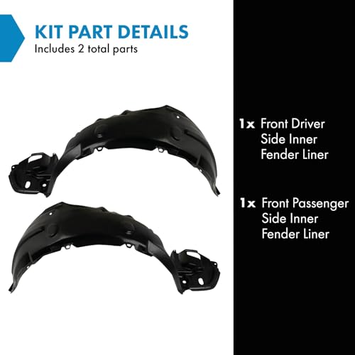 Image of TRQ Front Driver and Passenger Side Inner Fender Liner Set Compatible with 2011-2013 Toyota Corolla