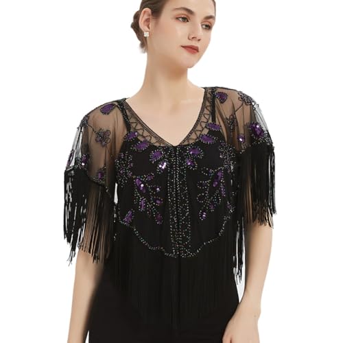 1920s Shawl Wraps Luxury Peacock Beaded Sequin Flapper Gatsby Cover Up Accessories for Party Harlem Night Wedding3