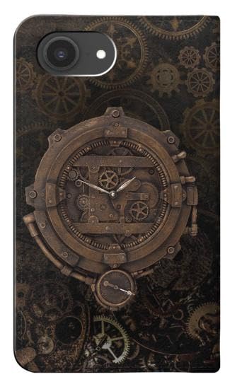 Étui cuir iPhone 17e robuste anti-rayure style rouage horloge - 2