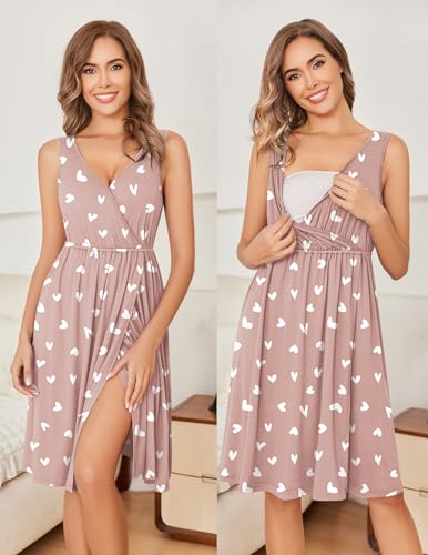 Image of Ekouaer Maternity Nursing Gown and Robe Set Labor Delivery Nursing Nightgowns for Breastfeeding Pregnancy Clothes
