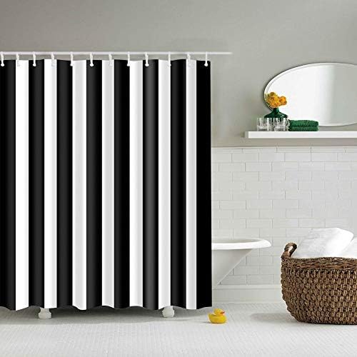 通用 Fashion Black and White Striped Shower Curtain, Modern Simple ...