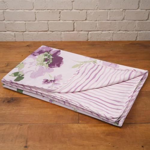 Image of HUESLAND 100% Cotton Reversible Dohar Double Bed Cotton | Soft Cambric Weave, Lightweight AC Blanket Double Bed for Summer & All Weather Use | 86 x 94 inches, Floral Fusion - Purple & Green