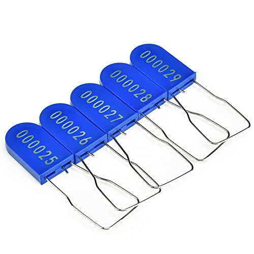 Image of 100PCS Plastic Padlock Security Seals Metal Wire Padlocks Electric Meter Lockout Tags Disposable Anti-Tamper Lock Numbered Anti Tamper Tags Blue