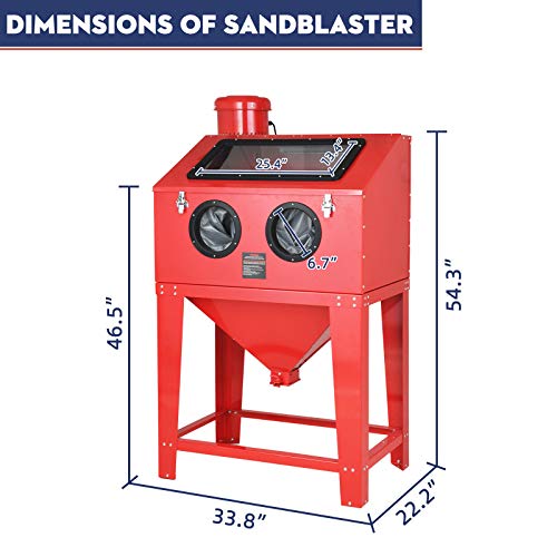 SUNCOO Bench Top Abrasive Blast Cabinet with Dust Collection Reclaimer System for Rust Grime Paint Removing/Various Media Compatible Pressure Benchtop Sandblaster Cabinet