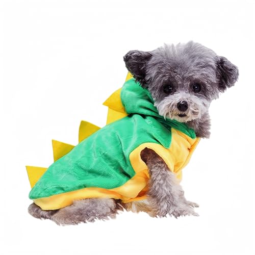 Dog Dinosaur Costume Pet Outfit Clothes Hoodie with Spiked Design Funny Pet Halloween Apparel for Small Medium Dogs Cats M