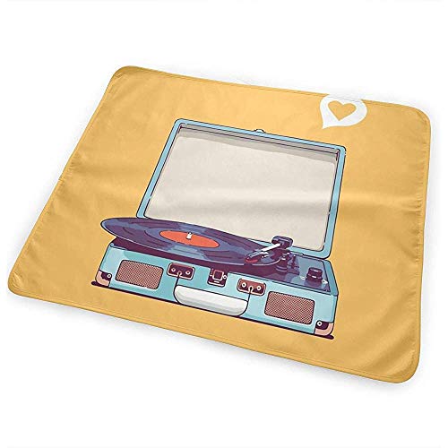 Wickelunterlage,Blaue Vinyl Plattenspieler Lustige Stilvolle Baby Wickelunterlagen Für Todller Krippe Auto 50cmx70cm