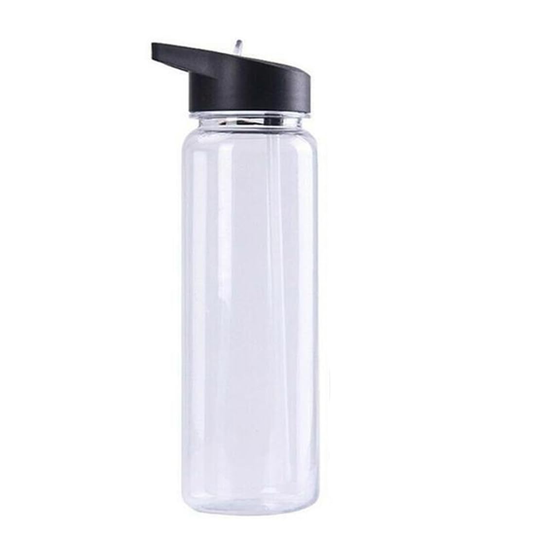 Botella de agua para gimnasio transparente ligera con pajita para escuelas y running