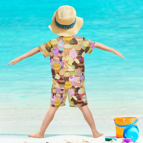 Image of Sunflower Floral Yellow Black Short Sleeve Hawaiian Button Down Shirts and Short Sets for Boys Toddler Summer Outfits