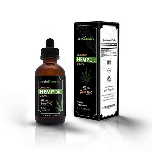 Hemp Oil Drops 500mg - Supports Overall Health, Improves Mood, Skin and Hair - Organic Hemp Oil is Rich in Omega 3, 6, 9 Fatty Acids for Heart and Joint Support - Premium Hemp Seed Oil for Anxiety