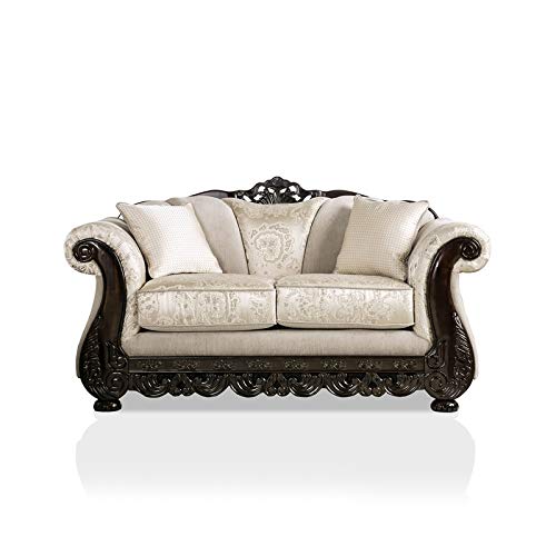 Furniture Of America Eston Traditional Chenille Upholstered Loveseat In Ivory #TOP5