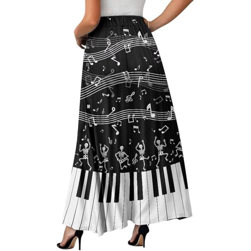 Women Long Maxi Skirt Casual High Waiste Dress Home Travelling Party Skirt with Double Pockets2