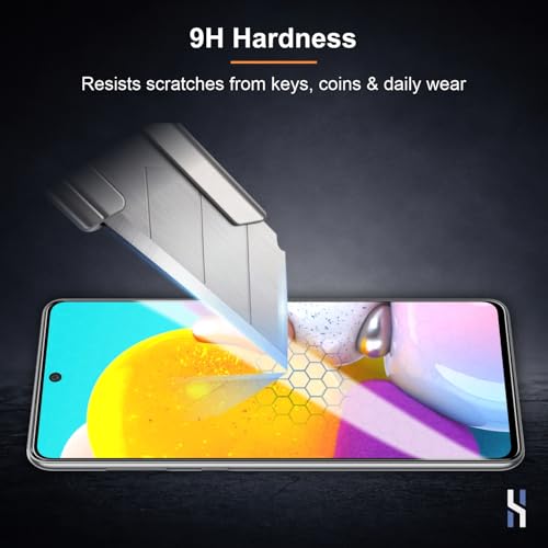 Image of Tempered Glass for Samsung Galaxy A73 | Galaxy A71 (6.7 Inch) Military Grade 9H Screen Guard, Anti-Scratch, Shatterproof, Edge-to-Edge Full Coverage - Black Border