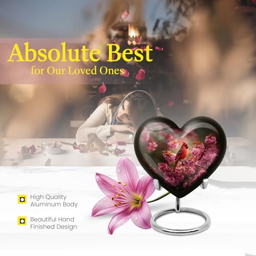 Image of Cardinal Bird Urn - Small Burial Urn for Ashes for Women - Decorative Urns for Cremation - Mini Cremation Urns - 3 Inch