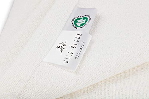 Wild Bloom Organics - 100% Organic Cotton Throw Blanket - 50"X70", Gots Certified - White, Lightweight, Hypoallergenic #TOP7